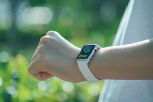 Personne portant une montre connectée Tekday au poignet